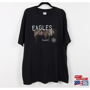 Y2K Eagles Farewell Tour 2005 Black Graphic Print Tee Music Unisex